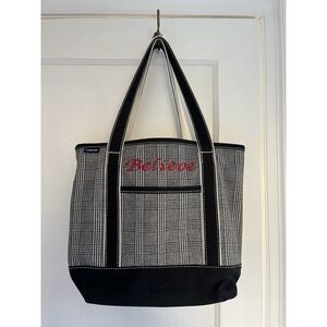 Land's End Plaid Tote With Believe